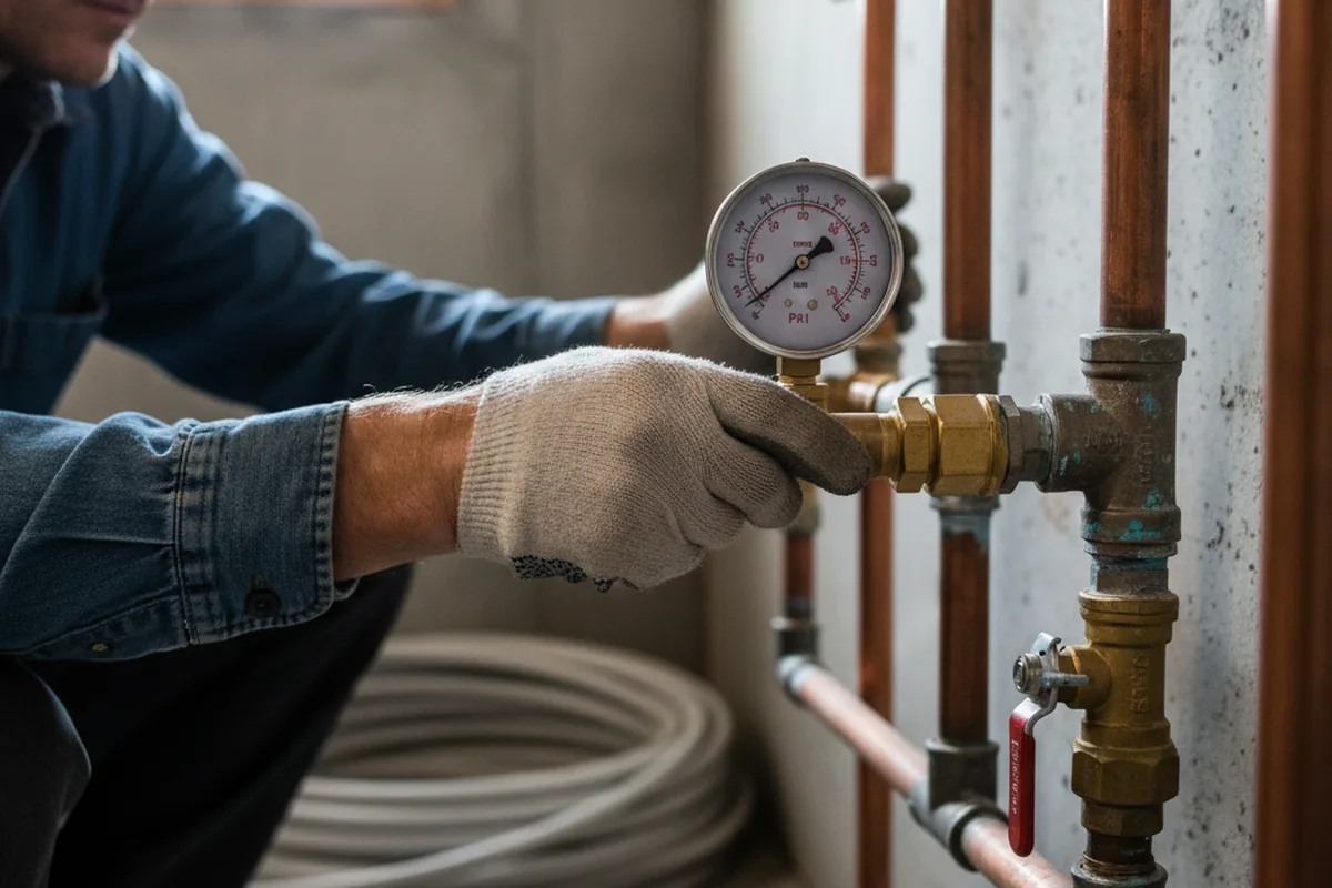 Pressure testing a repaired line during Water Line Repair in Pomfret